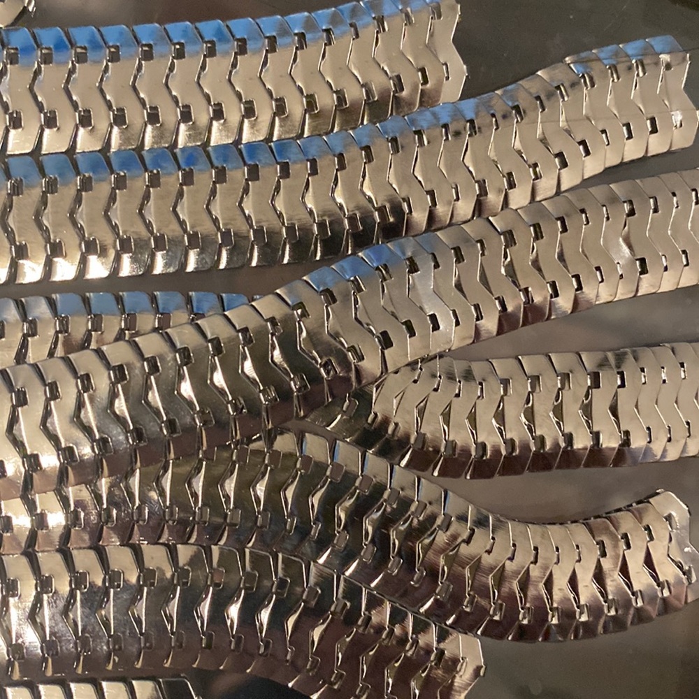 ENCOUR - necklace: thick long silvertone asymmetric fringe 1 of a kind statement - Picture 11 of 16